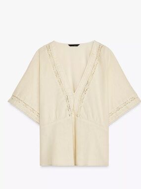 Zara Linen Lace Top